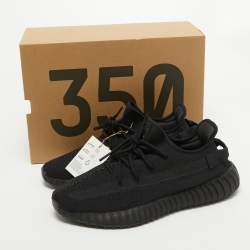 Adidas x Yeezy Black Cotton Knit Boost 350 V2 Sneakers Size 46 2/3