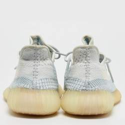 Yeezy x Adidas Blue/White Knit Fabric Boost 350 V2 Cloud White Low Top Sneakers Size 45 1/3