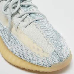 Yeezy x Adidas Blue/White Knit Fabric Boost 350 V2 Cloud White Low Top Sneakers Size 45 1/3