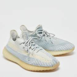 Yeezy x Adidas Blue/White Knit Fabric Boost 350 V2 Cloud White Low Top Sneakers Size 45 1/3