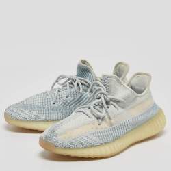 Yeezy x Adidas Blue/White Knit Fabric Boost 350 V2 Cloud White Low Top Sneakers Size 45 1/3