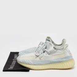 Yeezy x Adidas Blue/White Knit Fabric Boost 350 V2 Cloud White Low Top Sneakers Size 45 1/3