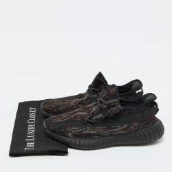 Yeezy x Adidas Black/Brown Knit Fabric Boost 350 V2 MX Rock Sneakers Size 45 1/3