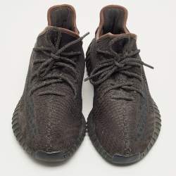 Pre Owned Yeezy Black Knit Fabric Boost 350 V2 Lace Up Sneakers Size 45.5