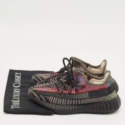 Pre Owned Yeezy Multicolor Knit Fabric Boost 350 V2 Lace Up Sneakers Size 36