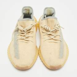 مملوكة مسبقًا Yeezy Boost 350 V2 Linen Size 42.5 Cream Knit Fabric Lace Up Sneakers