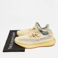 مملوكة مسبقًا Yeezy Boost 350 V2 Linen Size 42.5 Cream Knit Fabric Lace Up Sneakers