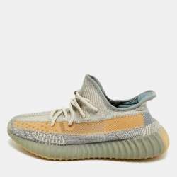 Pre Owned Yeezy Boost 350 V2 Israfil Size 43.5 Grey Knit Fabric Low Top Sneakers