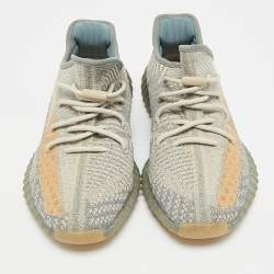Pre Owned Yeezy Boost 350 V2 Israfil Size 43.5 Grey Knit Fabric Low Top Sneakers