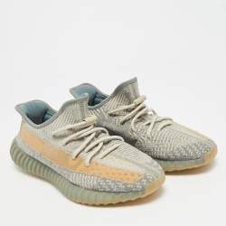 Pre Owned Yeezy Boost 350 V2 Israfil Size 43.5 Grey Knit Fabric Low Top Sneakers