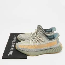 Pre Owned Yeezy Boost 350 V2 Israfil Size 43.5 Grey Knit Fabric Low Top Sneakers
