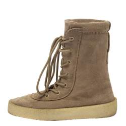 YEEZY Beige Suede Season 2 Lace Up Boots Size 41