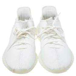 Yeezy x Adidas White Cotton Knit Boost 350 V2 Cream White Sneakers Size 44.5