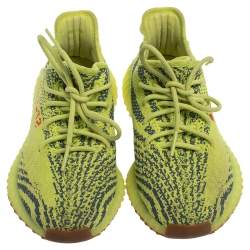 Pre Owned Yeezy x Adidas Cotton Knit Semi Frozen Yellow Boost 350 V2 Sneakers Size 39.5