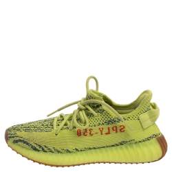 Pre Owned Yeezy x Adidas Cotton Knit Semi Frozen Yellow Boost 350 V2 Sneakers Size 39.5