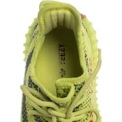 Pre Owned Yeezy x Adidas Cotton Knit Semi Frozen Yellow Boost 350 V2 Sneakers Size 39.5