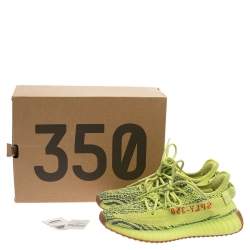 Pre Owned Yeezy x Adidas Cotton Knit Semi Frozen Yellow Boost 350 V2 Sneakers Size 39.5