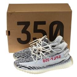 Adidas Yeezy 350 White/Black Knit Fabric Boost V2 Zebra Sneakers Size 42.5