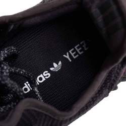 Pre Owned Yeezy x Adidas Black Knit Fabric Boost 350 V2 Sneakers Size 42 2/3