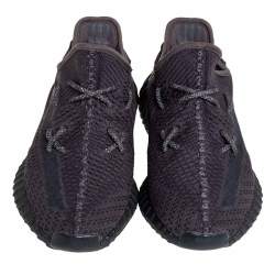 Pre Owned Yeezy x Adidas Black Knit Fabric Boost 350 V2 Sneakers Size 42 2/3