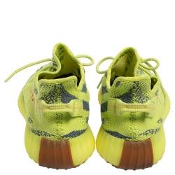 Pre Owned Yeezy x Adidas Green/Blue Knit Fabric Boost 350 V2 Zebra Sneakers Size 47 1/3