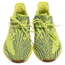 Pre Owned Yeezy x Adidas Green/Blue Knit Fabric Boost 350 V2 Zebra Sneakers Size 47 1/3