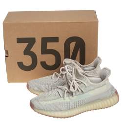 Pre Owned Yeezy x Adidas Pale Green Cotton Knit Boost 350 V2 Citrin Non Reflective Sneakers Size 42 2/3