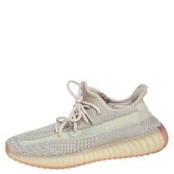 Pre Owned Yeezy x Adidas Pale Green Cotton Knit Boost 350 V2 Citrin Non Reflective Sneakers Size 42 2/3