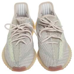 Pre Owned Yeezy x Adidas Pale Green Cotton Knit Boost 350 V2 Citrin Non Reflective Sneakers Size 42 2/3