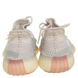 Pre Owned Yeezy x Adidas Pale Green Cotton Knit Boost 350 V2 Citrin Non Reflective Sneakers Size 42 2/3