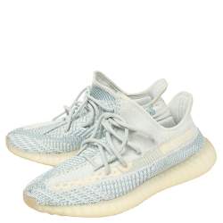 Yeezy x Adidas White/Blue Cotton Knit Boost 350 V2 Cloud White Sneakers Size 42.5