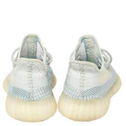 Yeezy x Adidas White/Blue Cotton Knit Boost 350 V2 Cloud White Sneakers Size 42.5