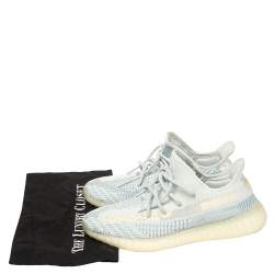 Yeezy x Adidas White/Blue Cotton Knit Boost 350 V2 Cloud White Sneakers Size 42.5