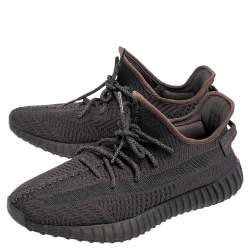 Yeezy x Adidas Black Knit Fabric 350 V2 Static  Non Reflective Sneakers Size 45 1/3