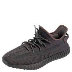 Yeezy x Adidas Black Knit Fabric 350 V2 Static  Non Reflective Sneakers Size 45 1/3