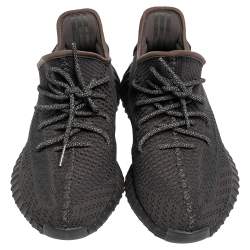 Yeezy x Adidas Black Knit Fabric 350 V2 Static  Non Reflective Sneakers Size 45 1/3