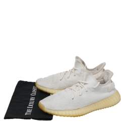 Yeezy x Adidas White Knit Fabric Boost 350 V2 Triple Lace Up Sneakers Size 42 2/3