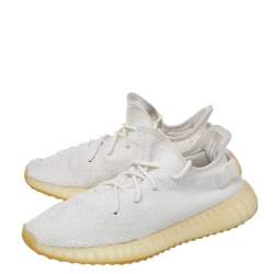 Yeezy x Adidas White Knit Fabric Boost 350 V2 Triple Lace Up Sneakers Size 42 2/3