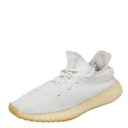 Yeezy x Adidas White Knit Fabric Boost 350 V2 Triple Lace Up Sneakers Size 42 2/3