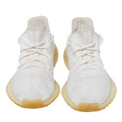 Yeezy x Adidas White Knit Fabric Boost 350 V2 Triple Lace Up Sneakers Size 42 2/3