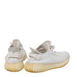 Yeezy x Adidas White Knit Fabric Boost 350 V2 Triple Lace Up Sneakers Size 42 2/3