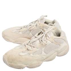 Pre Owned Yeezy x Adidas Beige Mesh And Suede 500 Taupe Light Sneakers Size FR 45 1/3