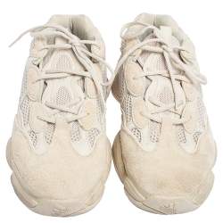 Pre Owned Yeezy x Adidas Beige Mesh And Suede 500 Taupe Light Sneakers Size FR 45 1/3