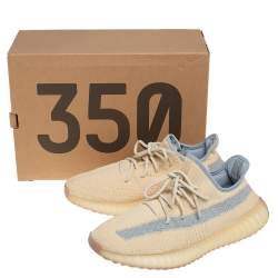 Pre Owned حذاء رياضي ييزي x أديداس بوست 350 ڨي2 لينين قماش تريكو بيج مقاس 43.5 