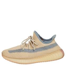 Pre Owned حذاء رياضي ييزي x أديداس بوست 350 ڨي2 لينين قماش تريكو بيج مقاس 43.5 