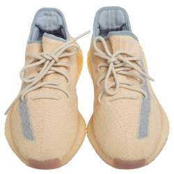 Pre Owned حذاء رياضي ييزي x أديداس بوست 350 ڨي2 لينين قماش تريكو بيج مقاس 43.5 