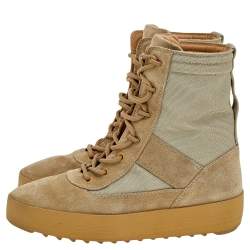Yeezy Light Brown Canvas and Suede Season 3 Rock Military Boots Size 41
