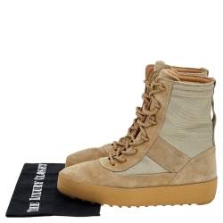 Yeezy Light Brown Canvas and Suede Season 3 Rock Military Boots Size 41
