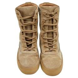 Yeezy Light Brown Canvas and Suede Season 3 Rock Military Boots Size 41