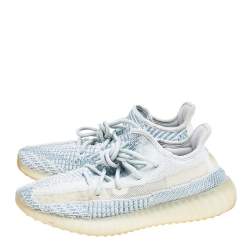 Yeezy x Adidas Blue/White Knit Fabric Boost 350 V2 Cloud White Low Top Sneakers Size 39 1/3